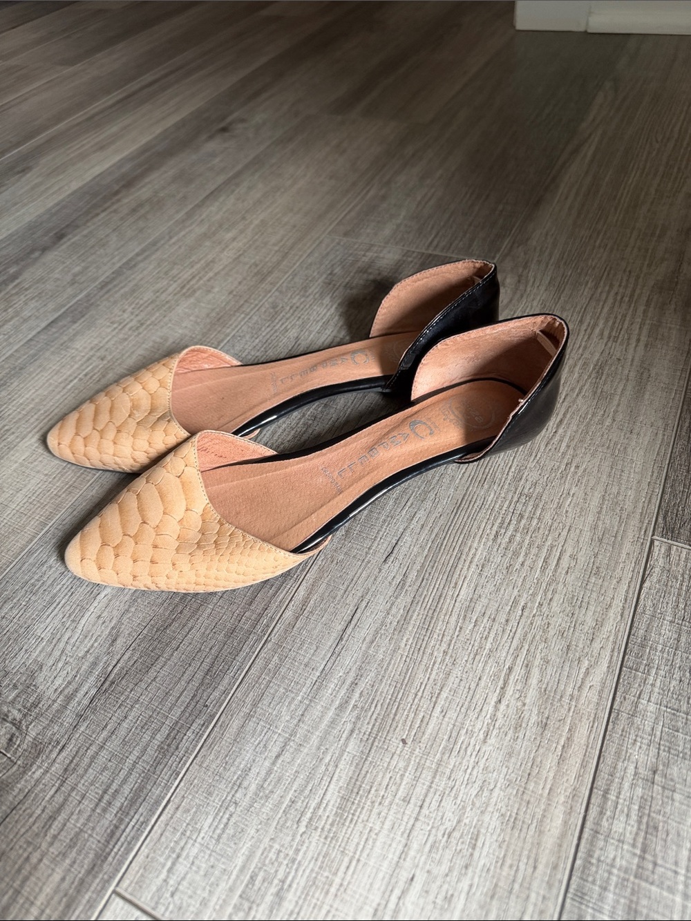 Jeffery Campbell Flats in Beige and Black